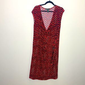 Lauren Ralph Lauren red black chevron dress 2X (A1)